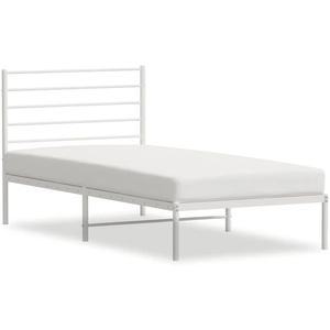 vidaXL Cadre de lit métal sans matelas avec tête de lit blanc 75x190cm pas cher