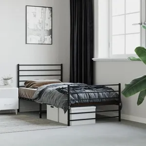 vidaXL Cadre de lit métal avec tête de lit/pied de lit noir 80x200 cm pas cher