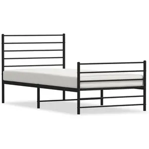 vidaXL Cadre de lit métal avec tête de lit/pied de lit noir 107x203 cm pas cher