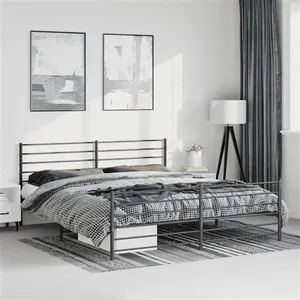 vidaXL Cadre de lit métal avec tête de lit/pied de lit noir 183x213 cm pas cher