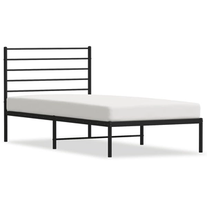 vidaXL Cadre de lit métal avec tête de lit noir 75x190 cm pas cher