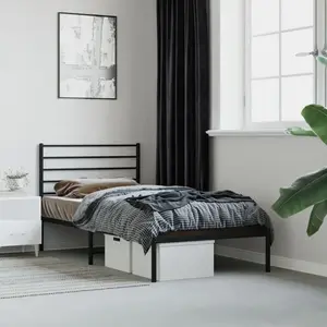 vidaXL Cadre de lit métal avec tête de lit noir 80x200 cm pas cher
