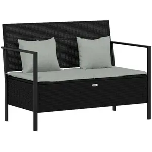 Comparateur de prix : vidaXL Banc de Jardin à 2 Places avec Coussins Noir Résine Tressée