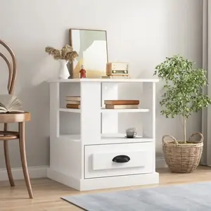vidaXL Table d'appoint blanc 50x50x60 cm bois d’ingénierie pas cher