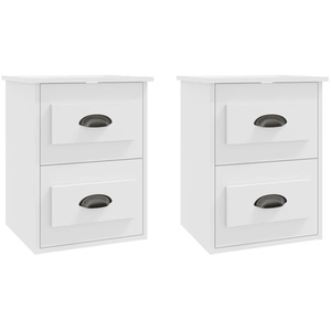 vidaXL Tables de chevet murales 2 pcs blanc 41,5x36x53 cm pas cher