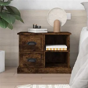vidaXL Table de chevet chêne fumé 60x35,5x45 cm pas cher