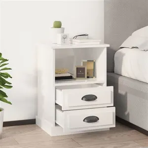 vidaXL Tables de chevet 2 pcs blanc brillant 43x36x60 cm pas cher