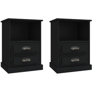 vidaXL Tables de chevet 2 pcs noir 43x36x60 cm pas cher