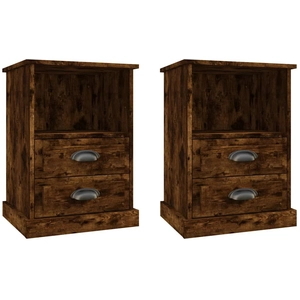 Comparateur de prix : vidaXL Tables de chevet 2 pcs chêne fumé 43x36x60 cm