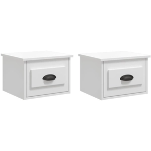 vidaXL Tables de chevet murales 2 pcs blanc brillant 41,5x36x28 cm pas cher