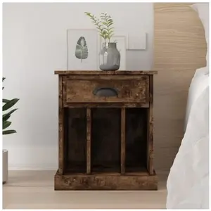 vidaXL Table de chevet chêne fumé 43x36x50 cm pas cher