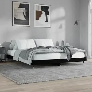 vidaXL Cadre de lit noir 200x200 cm bois d'ingénierie pas cher