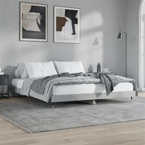 vidaXL Cadre de lit gris béton 200x200 cm bois d'ingénierie pas cher