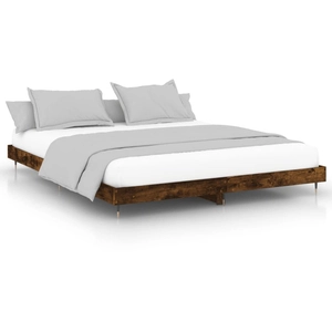 vidaXL Cadre de lit chêne fumé 200x200 cm bois d'ingénierie pas cher