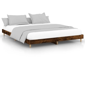 vidaXL Cadre de lit sans matelas chêne fumé 120x200 cm bois ingénierie pas cher