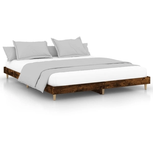 vidaXL Cadre de lit sans matelas chêne fumé 140x200 cm bois ingénierie pas cher
