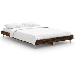 vidaXL Cadre de lit sans matelas chêne fumé 120x190 cm bois ingénierie pas cher