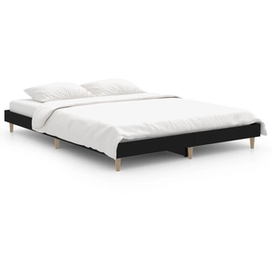 vidaXL Cadre de lit noir 140x190 cm bois d'ingénierie pas cher