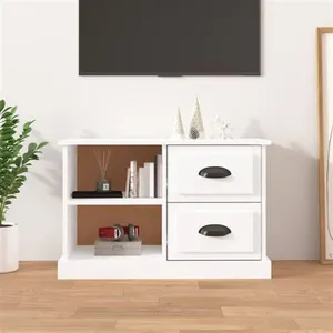 vidaXL Meuble TV blanc brillant 73x35,5x47,5 cm bois d'ingénierie pas cher