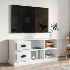 vidaXL Meuble TV blanc brillant 102x35,5x47,5 cm bois d'ingénierie pas cher