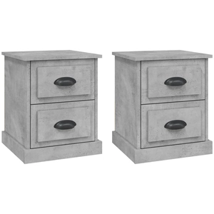vidaXL Tables de chevet 2 pcs gris béton 39x39x47,5 cm bois ingénierie pas cher