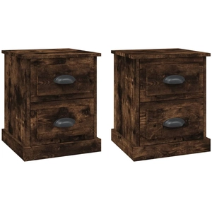 vidaXL Tables de chevet 2 pcs chêne fumé 39x39x47,5 cm bois ingénierie pas cher