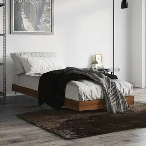 vidaXL Cadre de lit chêne marron 75x190 cm bois d'ingénierie pas cher