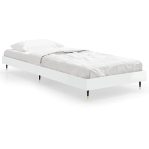 vidaXL Cadre de lit blanc brillant 90x190 cm bois d'ingénierie pas cher
