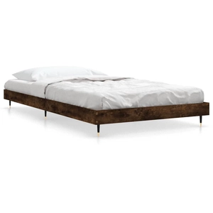 vidaXL Cadre de lit chêne fumé 90x190 cm bois d'ingénierie pas cher