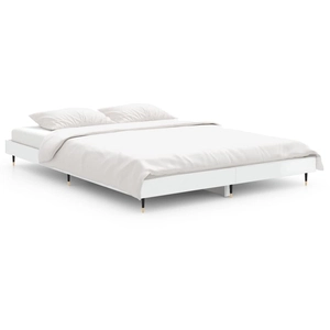 vidaXL Cadre de lit blanc brillant 140x190 cm bois d'ingénierie pas cher