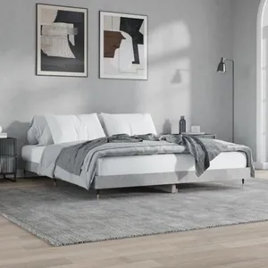 vidaXL Cadre de lit gris béton 120x200 cm bois d'ingénierie pas cher