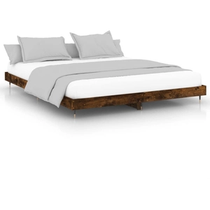 vidaXL Cadre de lit sans matelas chêne fumé 120x200 cm bois ingénierie pas cher