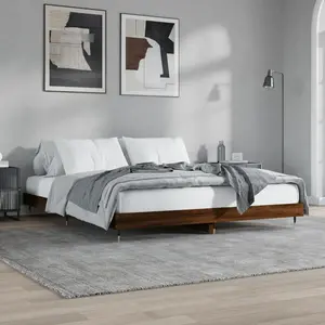 vidaXL Cadre de lit chêne marron 200x200 cm bois d'ingénierie pas cher