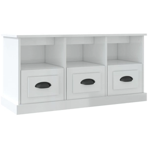 vidaXL Meuble TV blanc brillant 100x35x50 cm bois d'ingénierie pas cher