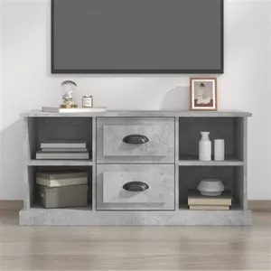 vidaXL Meuble TV gris béton 99,5x35,5x48 cm bois d'ingénierie pas cher