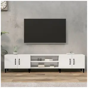 vidaXL Meuble TV blanc brillant 180x31,5x40 cm bois d'ingénierie pas cher