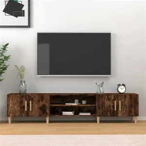 vidaXL Meuble TV chêne fumé 180x31,5x40 cm bois d'ingénierie pas cher