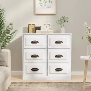 vidaXL Buffet blanc brillant 70x35,5x67,5 cm bois d'ingénierie pas cher