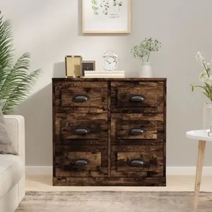 vidaXL Buffet chêne fumé 70x35,5x67,5 cm bois d'ingénierie pas cher