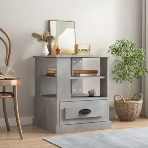 vidaXL Table d'appoint gris béton 50x50x60 cm bois d'ingénierie pas cher