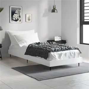vidaXL Cadre de lit blanc brillant 75x190 cm bois d'ingénierie pas cher