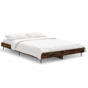 vidaXL Cadre de lit chêne fumé 120x190 cm bois d'ingénierie pas cher