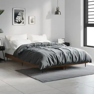 vidaXL Cadre de lit chêne marron 120x190 cm bois d'ingénierie pas cher