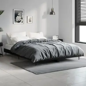 vidaXL Cadre de lit noir 140x190 cm bois d'ingénierie pas cher