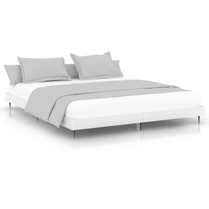 vidaXL Cadre de lit blanc 135x190 cm bois d'ingénierie pas cher