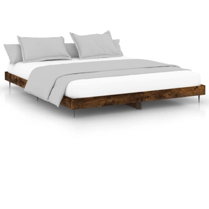 vidaXL Cadre de lit chêne fumé 120x200 cm bois d'ingénierie pas cher