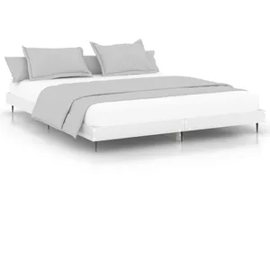 vidaXL Cadre de lit blanc brillant 200x200 cm bois d'ingénierie pas cher