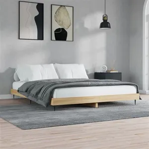 vidaXL Cadre de lit chêne sonoma 200x200 cm bois d'ingénierie pas cher