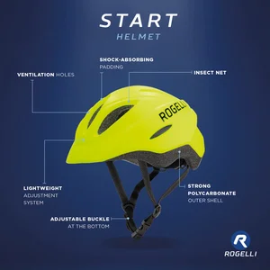 Rogelli Start Fietshelm - Sporthelm - Helm Kinderen - Fluor - Maat S/M - 48-52 cm pas cher