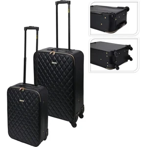 ProWorld Set de valises 2 pcs conception de courtepointe noir pas cher